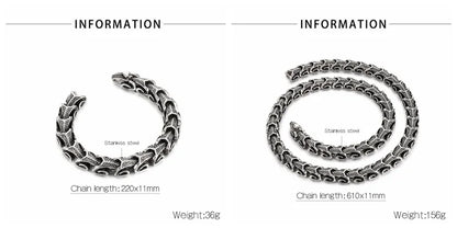11mm Dragon Chain Bracelet & Necklace - Stainless Steel 316L - KN10315-D