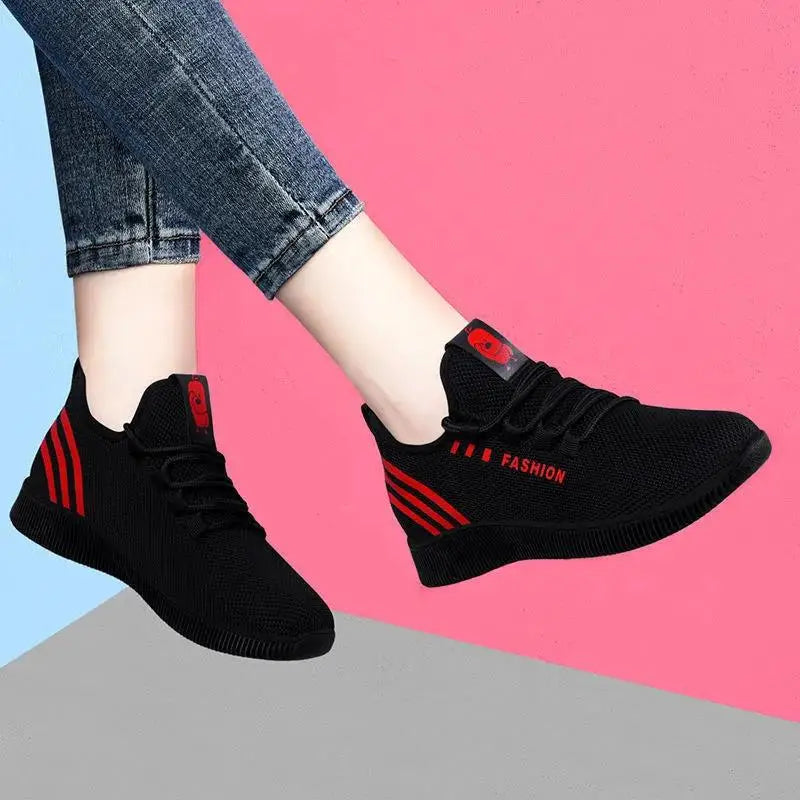 2025 Women's Vulcanized Shoes Breathable Female Shoes Fashion Air Vulcanized Shoes Mesh Womens Casual Sneakers Zapatos De Mujer