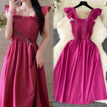YuooMuoo Korean Fashion A-line Women Dress 2025 Aesthetic Slim Elastic Waistband Summer Dress Vacation Style Lady Beach Vestidos