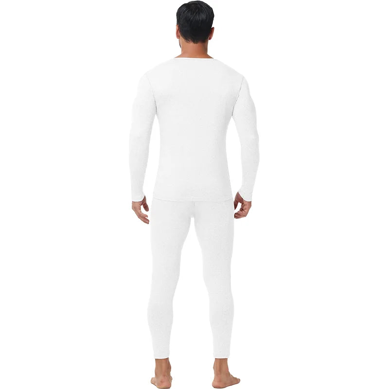Winter Autumn Men Thermal Underwear Set Warm Long Johns Round Neck Long Sleeve Top Breathable Base Layer Soft Compression Bottom