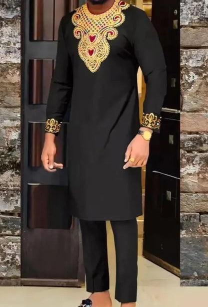 Men's fashion casual print two-piece suit