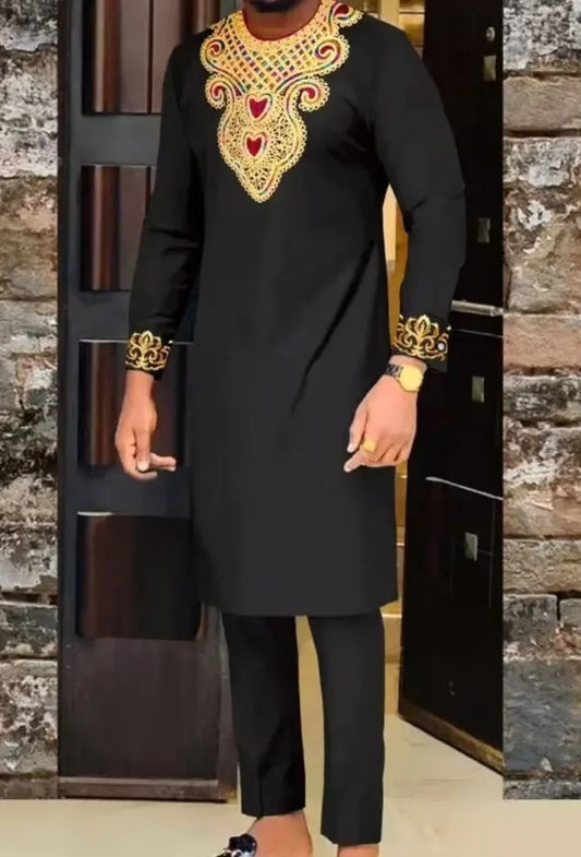 Men's fashion casual print two-piece suit