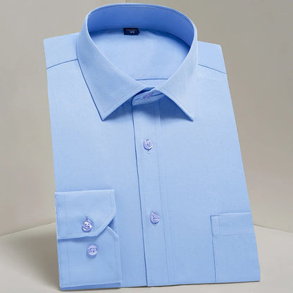 Men's Classic Long Sleeve Standard-fit Dress Shirts Formal Business Social Simple Basic Design White Work Office Casual Shirt