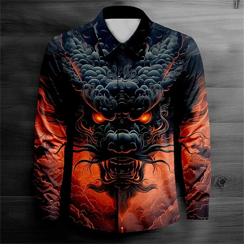2026 Men's Long Sleeve Shirt Casual Fashion Street Men's Shirts Party Event Lapel Single Breasted Long Sleeve Tops Mens Clothing