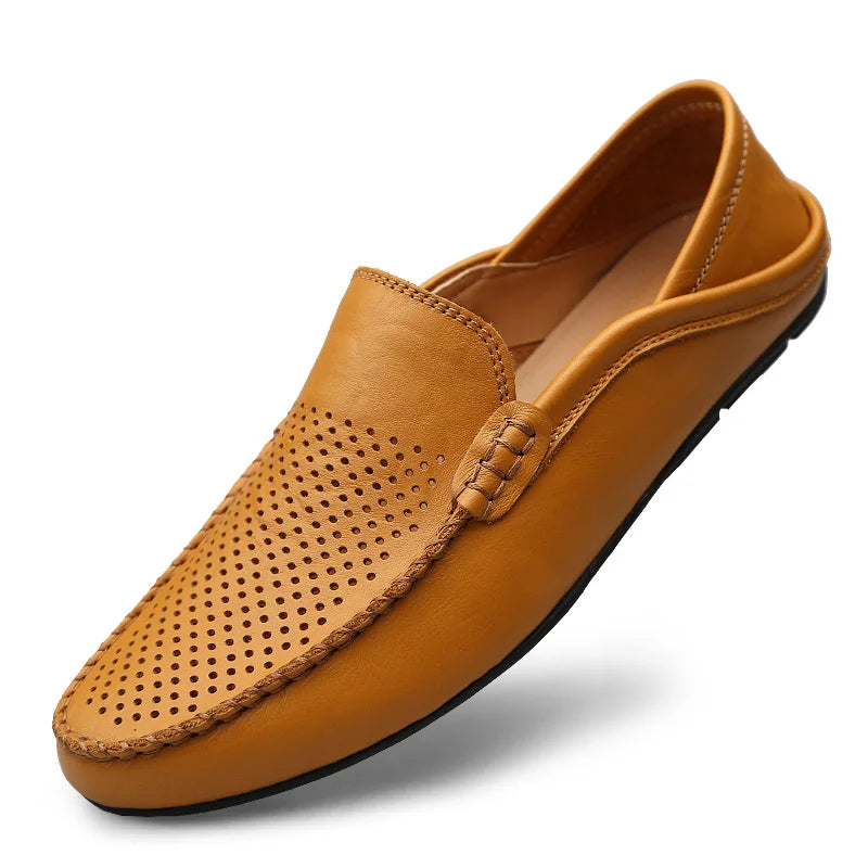 Italian Men Shoes Casual Luxury Brand 2020 Summer Mens Loafers Genuine Leather Moccasins Breathable Slip on Boat Shoes BTMOTTZ