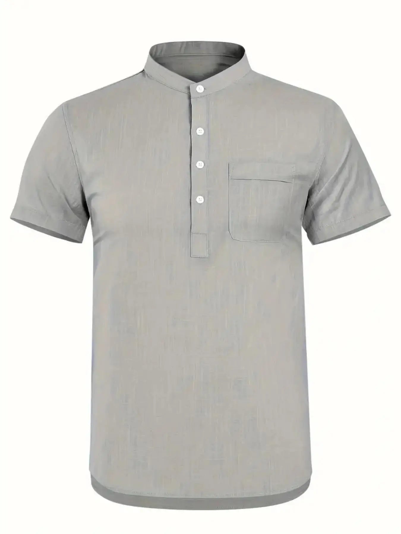Men's Plus Size Cotton Linen Shirt with Pocket Casual Polo Shirt  Short Sleeve Shirts  Summer Lightweight Beach Tops