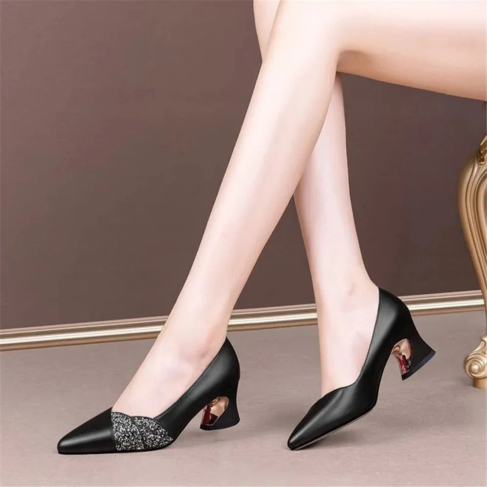 Cresfimix Lady Cute Silver High Quality Spring Slip on High Heel Shoes Women Golden Comfortable Shoes Mujer Tacones Altos E5052