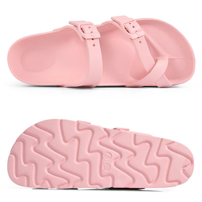 Bebealy Fashion Sandals for Women and Men Pillow Slippers Double Buckle Sandals Adjustable Slides EVA Flat Sandals Beach Sandals