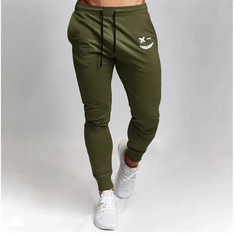 Men's smiling face printed jogging pants training sports pants fitness jogging pants anime sportswear thin and breathable