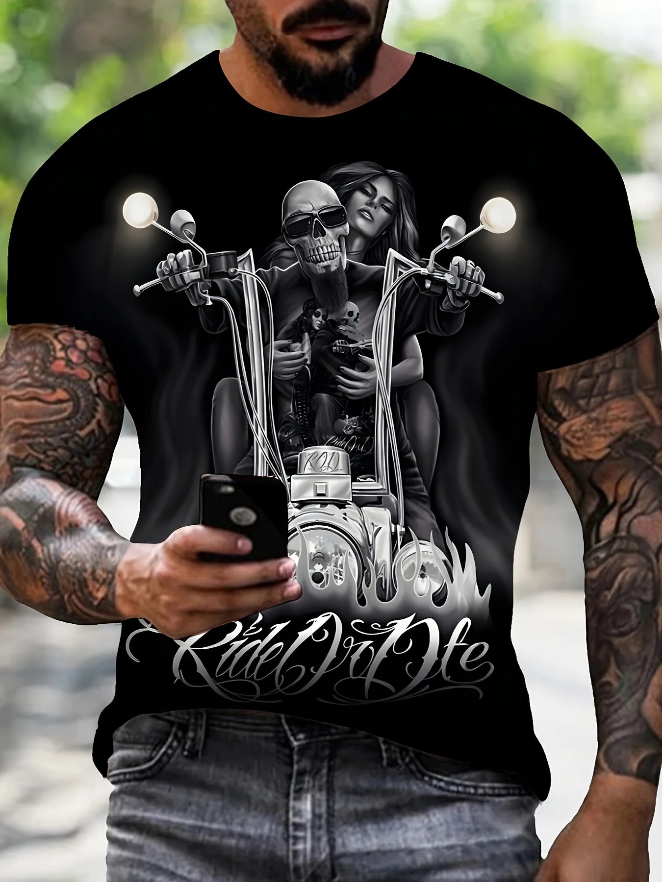 3D Printing Motorcycle T-Shirt Men's Short Sleeve Retro Classic T-Shirt Men's Street Cycling Shirt Top Oversized T-Shirt