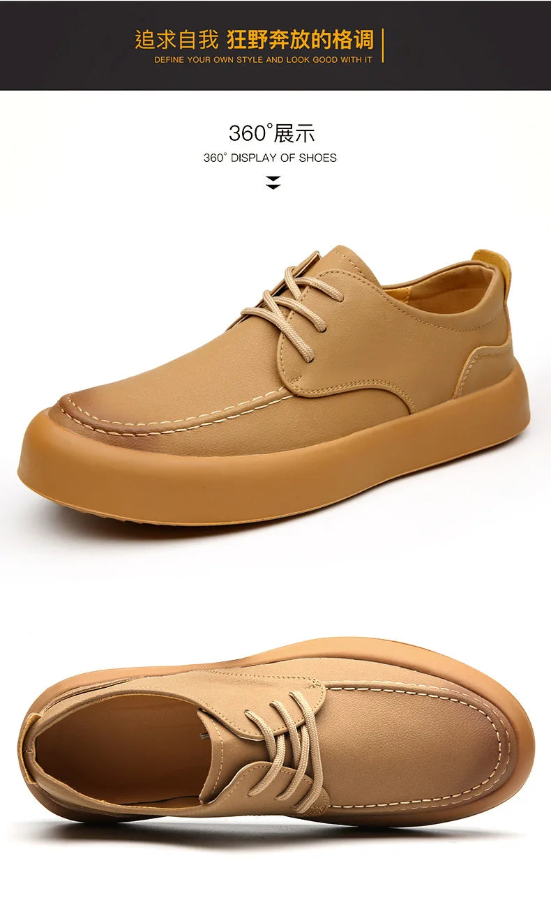 2026 Men Brogue Casual Shoes Men Genuine Leather Shoes Work Boots Business Casual Sneakers Work Personalized Fashionable Shoes