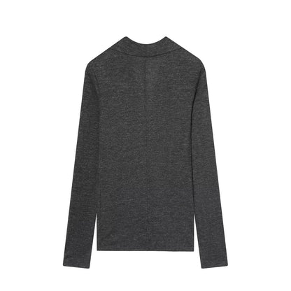 BSAY Knitted T-shirt Women Fashion Autumn Winter Tee Pullover Top Chic Female Long Sleeved draped neckline T-Shirts Mjuer