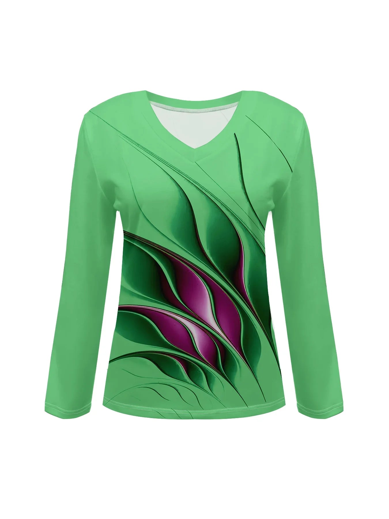 Summer new fashion 2025 women's casual long-sleeved printed T-shirt