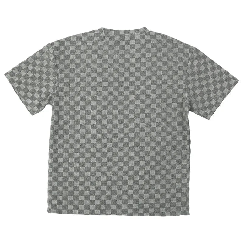 Men's Summer Checkered Loose Two-piece Sports Leisure Suit Short Sleeve T-shirt Shorts Casual Suit Plus Size Fashion Men's Suit