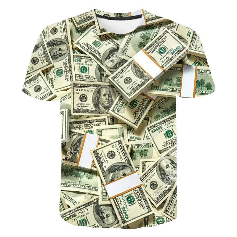 Summer Helicopter Pattern  Men's T-shirt Hip Hop 3D Print Personality   Neck Short Sleeve  Fashion Clothes
