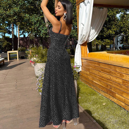ITOOLIN Women Sexy Split Maxi Dress Floral Printed Sleeveless Beach Party Dress Spaghetti Zip Club Dress Elegant Vestidos Summer