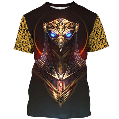 Summer Retro Style T Shirt For Men Fashion Egyptian Pharaoh Print Short Sleeve Tee Shirts Quick Dry Men's Crew Neck Loose Tops
