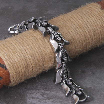 Viking Ouroboros vintage punk bracelet for men stainless steel fashion Jewelry hippop street culture