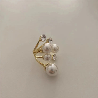Jewelry Vintage Devil's Eye Ring Delicate Imitated Pearl Glaze Ring Tassels Exaggerated Opening Finger Ring Party Favors