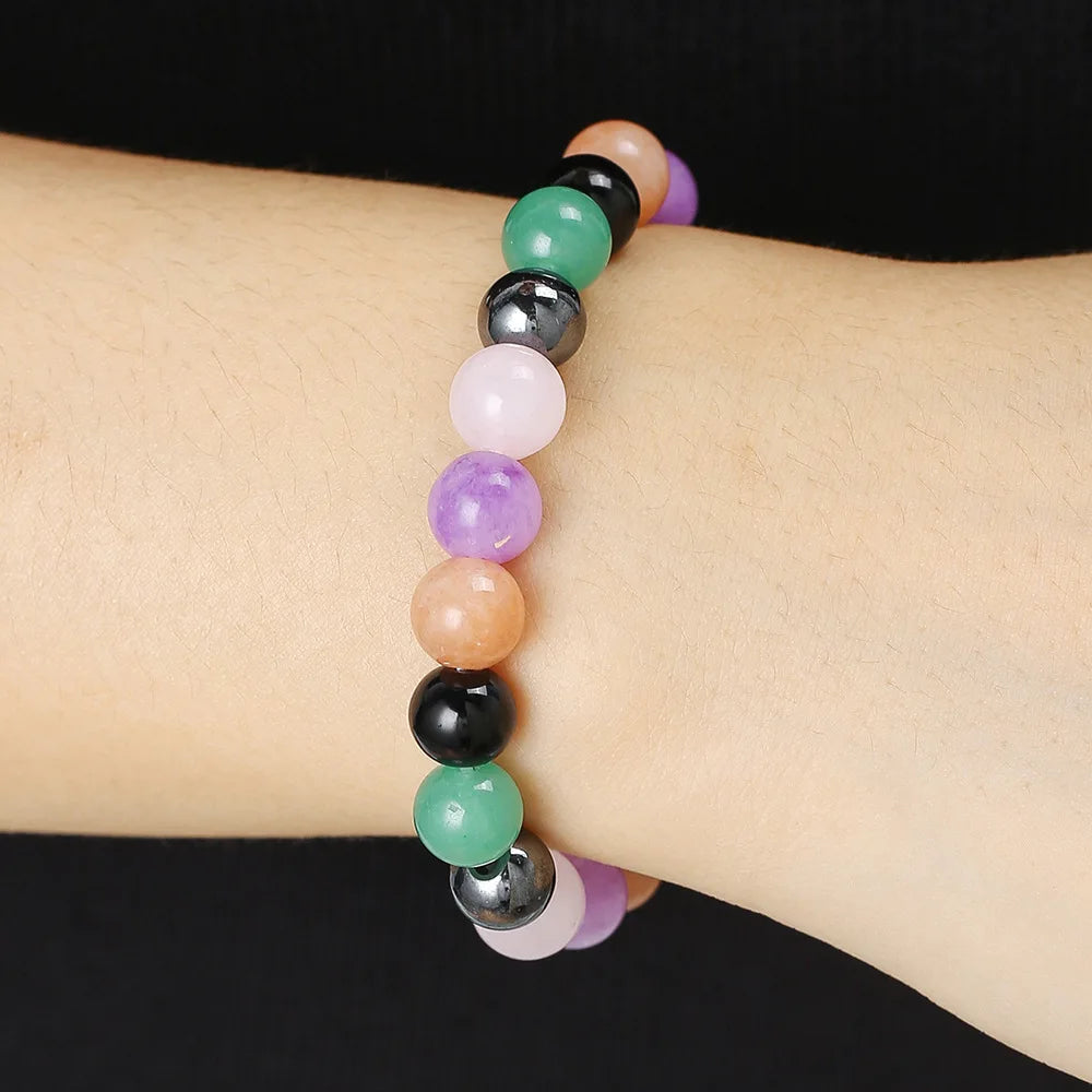 Meetvii Handmade 8mm Onyx Natrual Stone Beaded Bracelets for Women Men Hematite Healing Braslet Cadeau Homme Leisure Jewelry