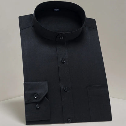 Men's Classic Long Sleeve Standard-fit Dress Shirts Formal Business Social Simple Basic Design White Work Office Casual Shirt