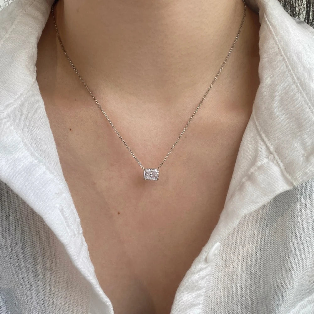 Vinregem Sparkling Crushed Ice Cut Lab Created Sapphire Gems Pendant Necklaces 100% 925 Sterling Silver Fine Jewelry Wholesale