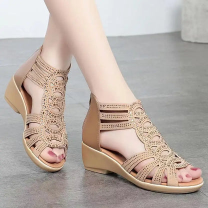 BCEBYL 2024 Summer New Soft Leather Sandals Soft Bottom Increased Mother Shoes Fashion Outerwear Ladies Sandals Women's Shoes
