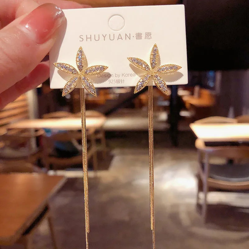 New Vintage Statement Gray Crystal Leaf Earrings for Women Fashion Unique Accessories Party Jewelry Birthday Anniversary Gifts