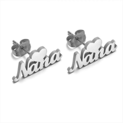 LeeChee Heart Shape Kids Custom Name Earstuds Stainless Steel Cute Jewelry Gift