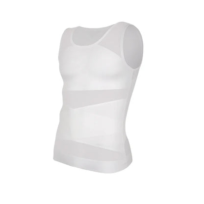 Men's Cross Mesh Vest Compression Shirts Breathable Sleeveless Tank Top Shapewear Fajas Slimming Tummy Control Body Shaper