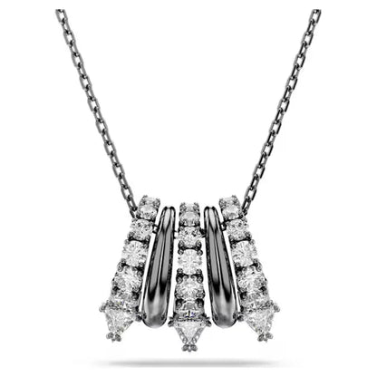 Original 2026 New Black Crystal Geometry Necklace Fine Jewelry Set Open Ring Necklace Earring Charms Black Jewelry for Women