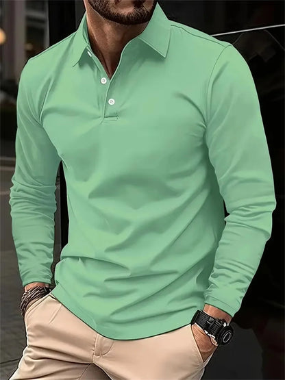 Men's Spring and Autumn Casual Breathable Comfortable Polo Shirt Hot Selling Fashion Men's Business Long Sleeve T-Shirt