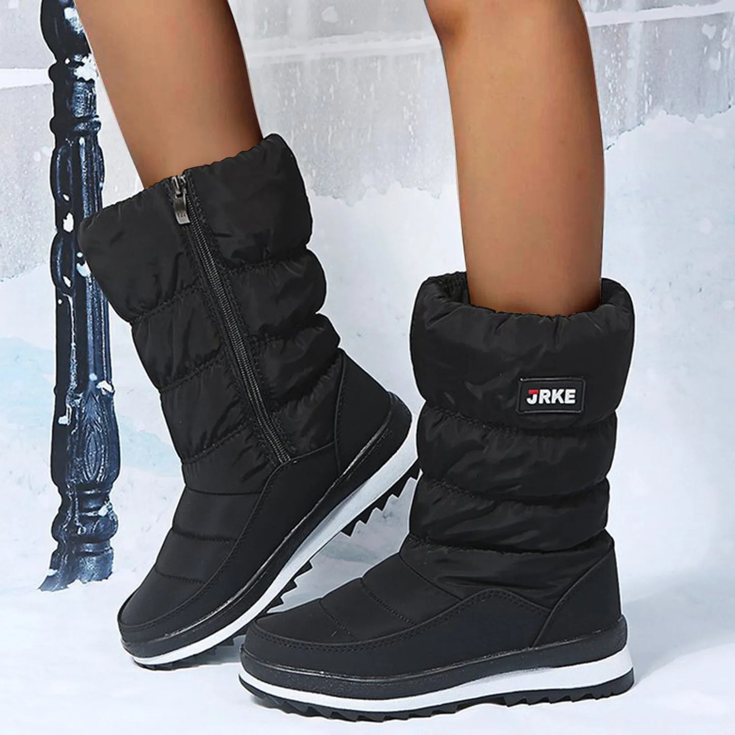 Women'S Fashion Platform Snow Boots Plus High-Top Snow Boots Thickened Plush Warm Simple And Versatile Comfortable Cotton Shoes