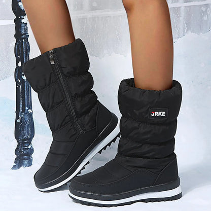 Women'S Fashion Platform Snow Boots Plus High-Top Snow Boots Thickened Plush Warm Simple And Versatile Comfortable Cotton Shoes