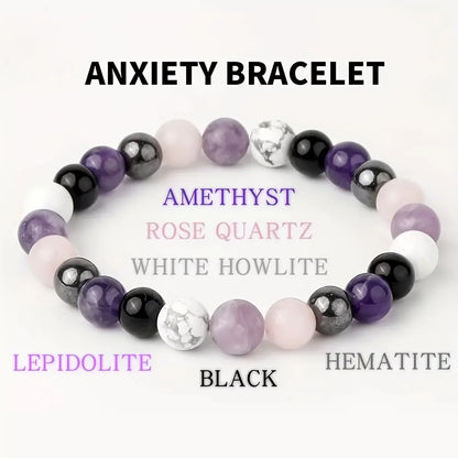 Black Tourmaline Bracelet Rose Quartz White Howlite Hematite Round Crystals Bracelet Women Men Gift for Nana Jewellery