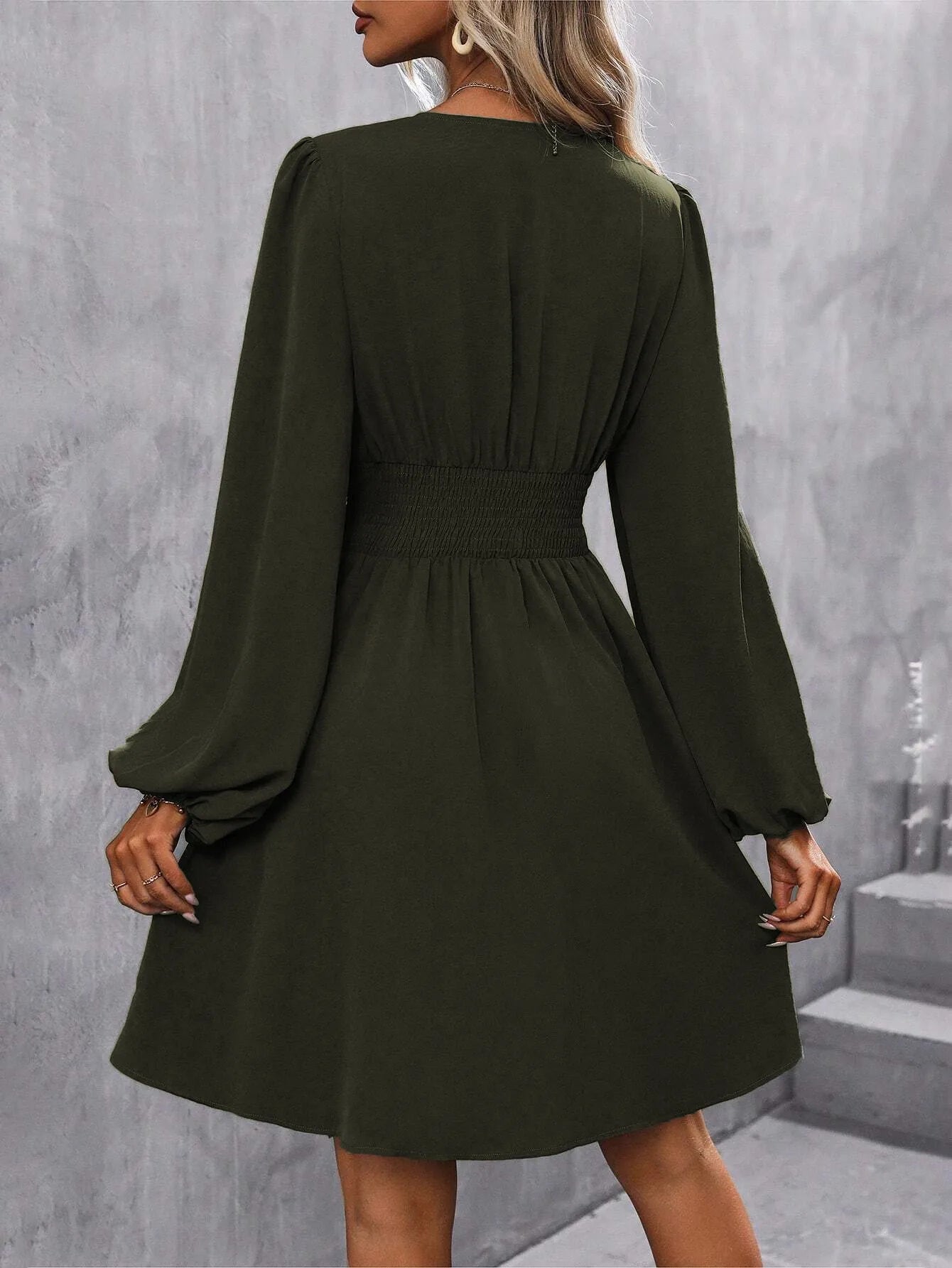 2025 Asymmetric Neck Lantern Sleeve Dress Women Winter Knit Dress with Waist Shirring Bodycon Long Maxi Dress