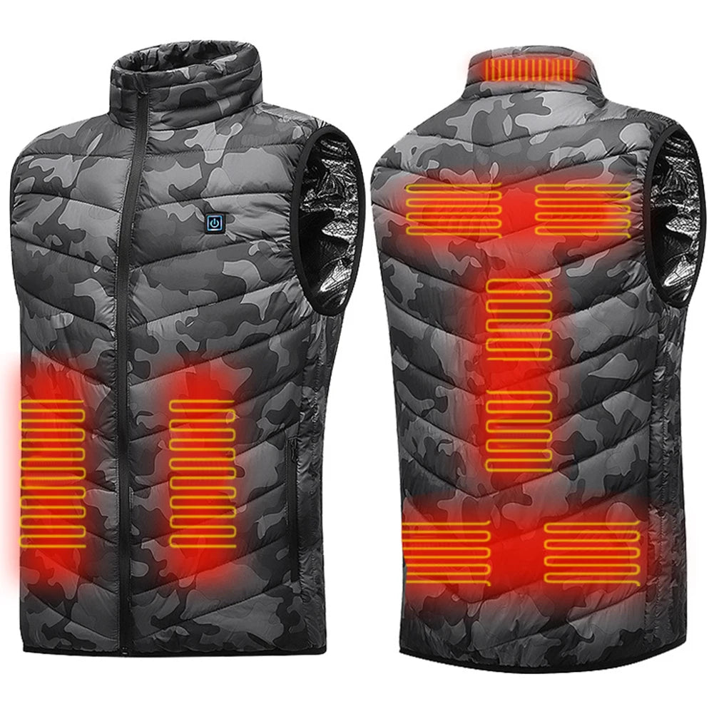 No battery 9 Zone Heating Vest Mens USB Infrared Thermal Jacket Smart Heated Clothes Winter Cold-proof Thick Sleeveless Hiking
