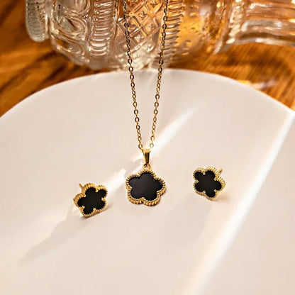 Europe and America  Accessory Water Drop Necklace Four-Piece Set Fashion Bracelets Rings Earrings Necklace Paty Jewerly Set Gift