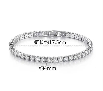 3/4/5MM Moissanite Tennis Bracelet 925 Sterling Silver Plated 18K White Gold Pass Diamond Test with GRA Bracelets for Women Men