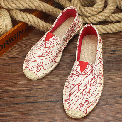 2026 Summer Autumn Men Canvas Shoes Breathable Men's Casual Shoes Slip-On Hemp Shoes Graffiti Espadrilles Women Footwear Flats