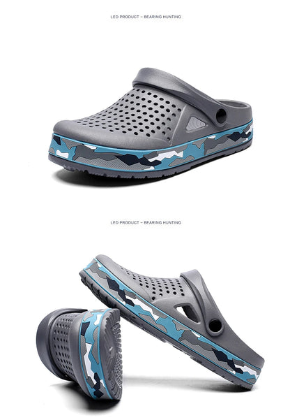 Men's summer casual hole shoes non slip lightweight breathable Two wearing men's sandals fashion comfort beach shoes slippers