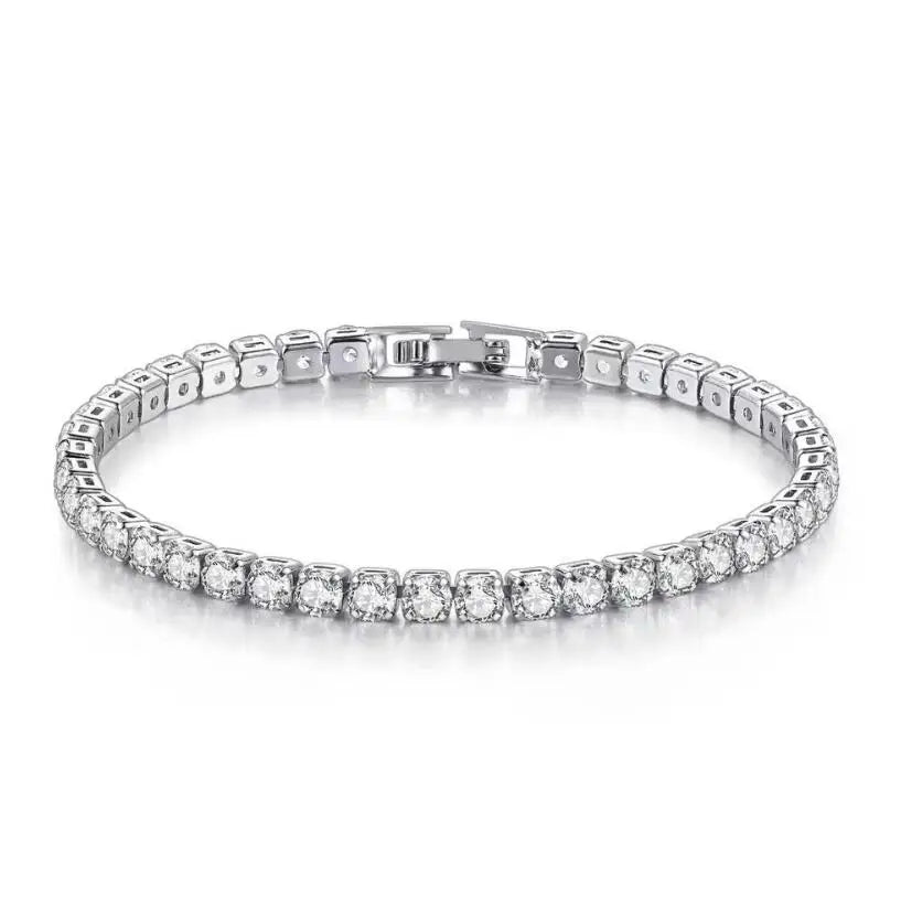 3/4/5MM Moissanite Tennis Bracelet 925 Sterling Silver Plated 18K White Gold Pass Diamond Test with GRA Bracelets for Women Men