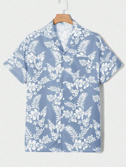 Summer men's new tropical 3D printing lapel short-sleeved shirt Hawaiian casual daily wearing large size XS-5XL