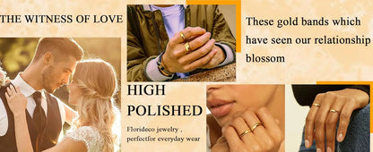 14K Gold Plated Ring for Women Men Thick Thin Pinky Thumb Ring Wedding Band Ring Non Tarnish Plain Domed Comfort Fit Size 6 -10