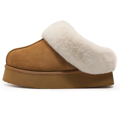 Litfun Fuzzy Platform Slippers For Women Winter Warm House Shoes With Memory Foam Outdoor Anti-Slip Fashion Fur Fluffy Slippers