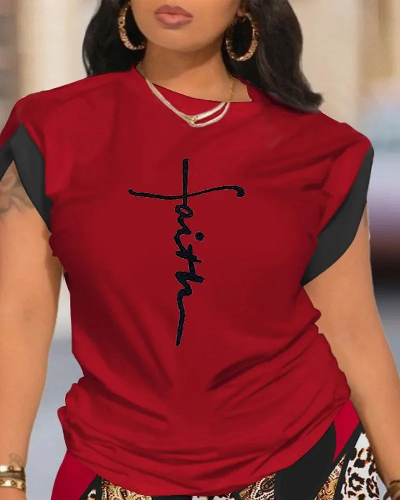 Two Piece Sets Women Outfits Summer Fashion Printed Round Neck Short Sleeved Top & Casual Skinny Shorts Set Streetwear WY1050