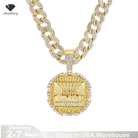 Hip hop Last Supper Pendant Jewelry Necklace Rap Singer Necklace Religious Men and Women Cuban Pop Chain Gift Shipping from USA