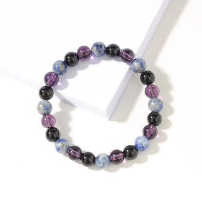 Gorgeous Winter Accessories Black Purple Blue Patterned Stone Amethyst Bracelets for Girlfriend Travel Bracelet Beads