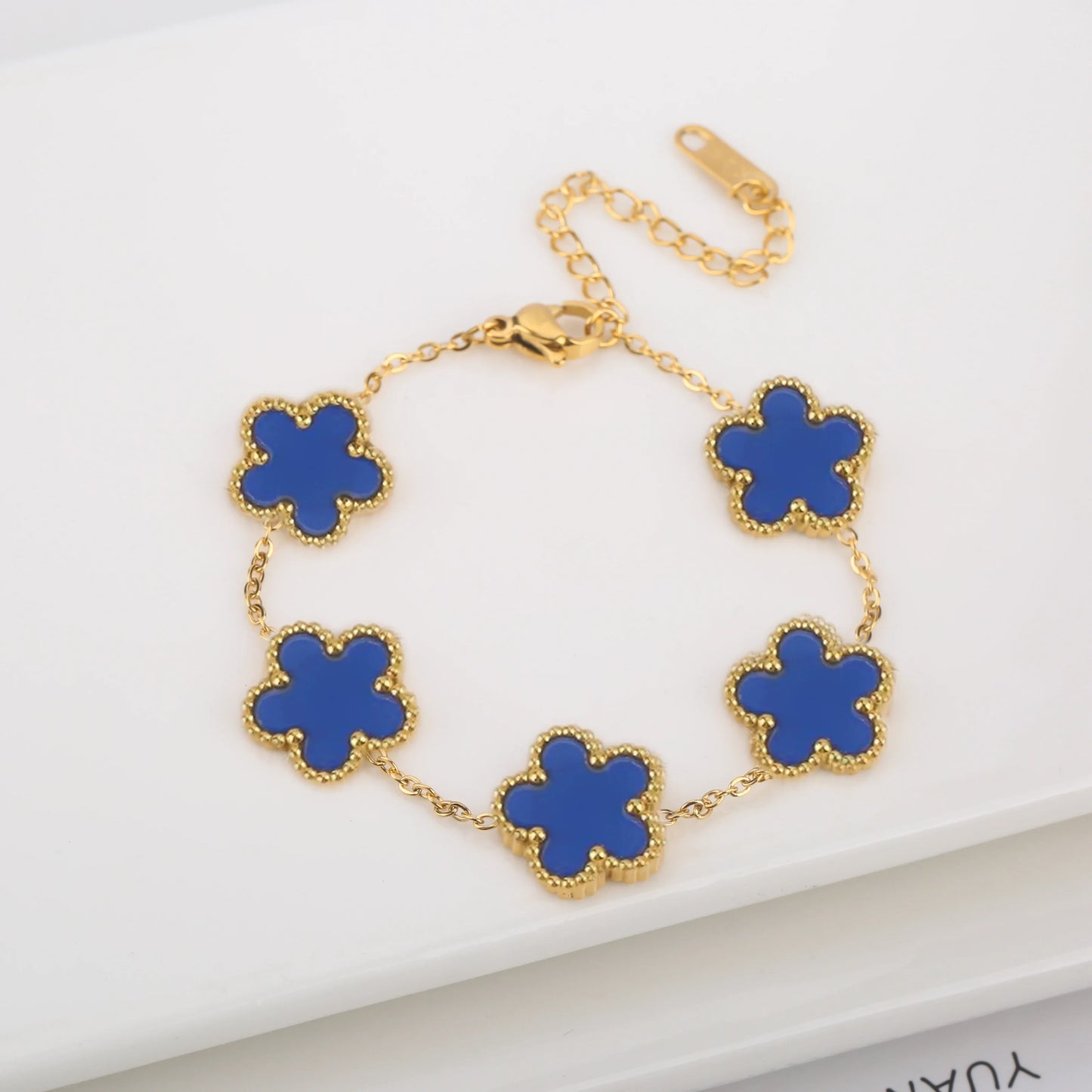 Hot Sale Stainless Steel Laser Five Leaf Flower Petal Adjustable Clover Bracelet Classic for Woman Girl Brand Jewelry Party Gift