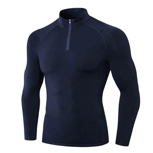 Mens T Shirt Crew Neck Long Sleeve Base Top T Shirts For Men Stand Up Collar Half Zip Absorbent Breathable Compression T-Shirt